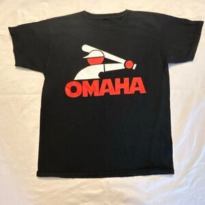 Gildan Omaha Baseball Graphic T-Shirt Youth Large Black Red
